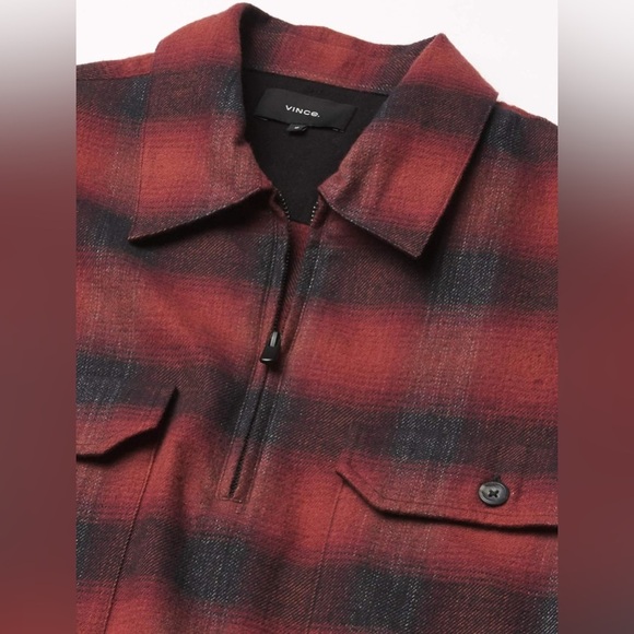 Vince Plaid Quarter Zip Size Medium - Picture 2 of 6